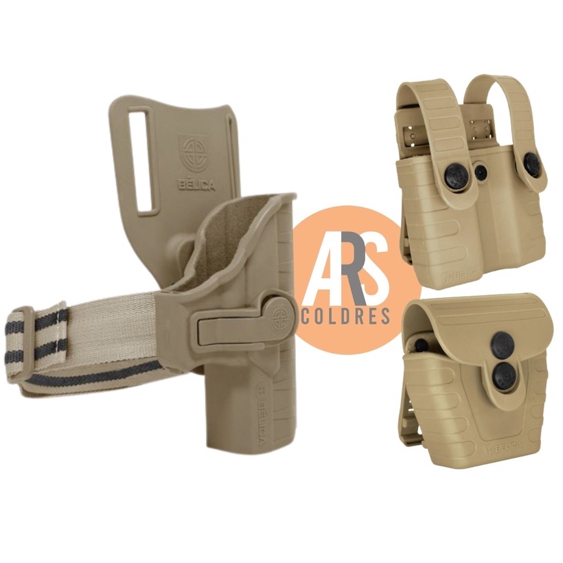 Kit Coldre Striker Mid-Ride + Porta Carregador + Porta Algema Tab Lock FAST - Coyote