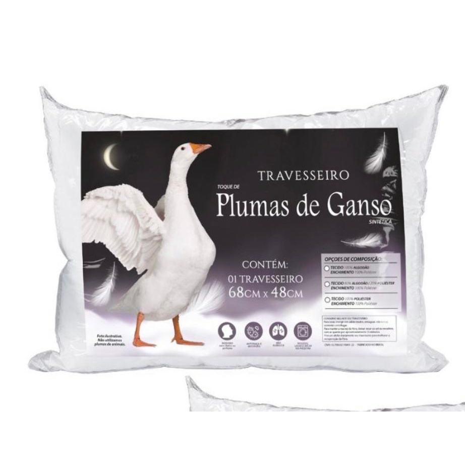 Travesseiro Pena de Ganso 100% Toque Macio Promoção