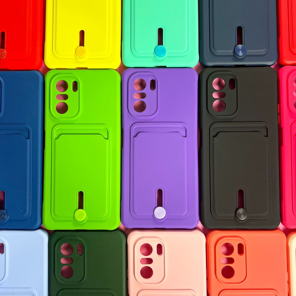 Capa Anti Impacto Colorida Xiaomi  Poco F3 / MI 11i Porta cartão com Botão para levantar (CF39)