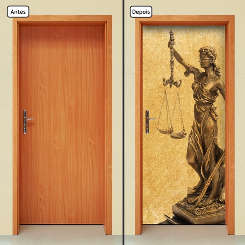 Adesivo Decorativo de Porta Parede Vidro Sala Cozinha Banheiro Casa Decoração Direito Advogado Advogada Advocacia Profissão Estátua da Justiça