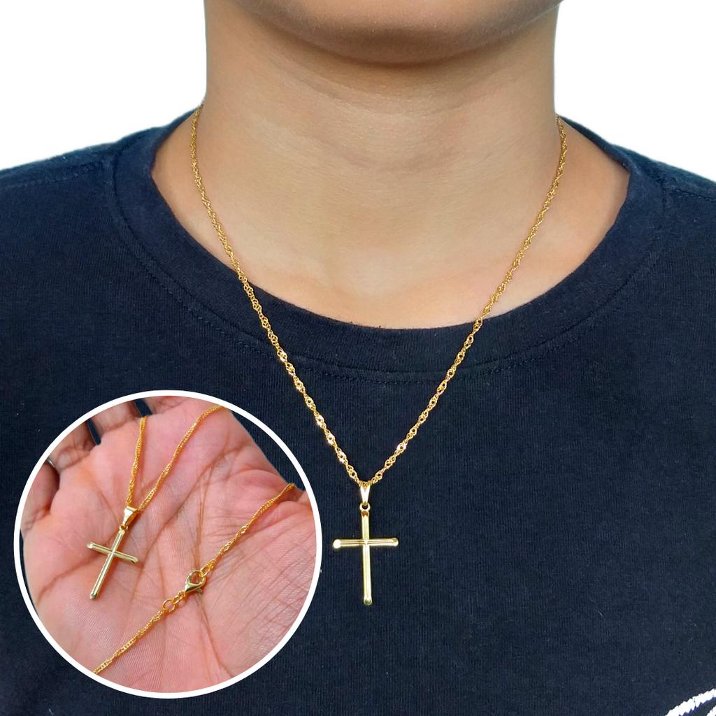 Cordão Corrente Menino Banhado Ouro 18k Pingente Cruz Infantil Juvenil em Oferta na Shopee