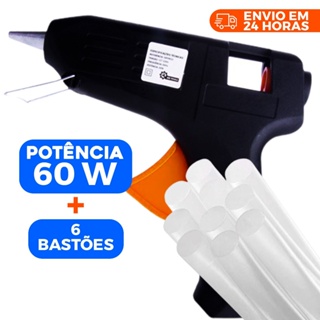 Pistola de Cola Quente 60W Profissional Bivolt (110v e 220v) + 6 Refis De Cola 11mm em Oferta na Shopee