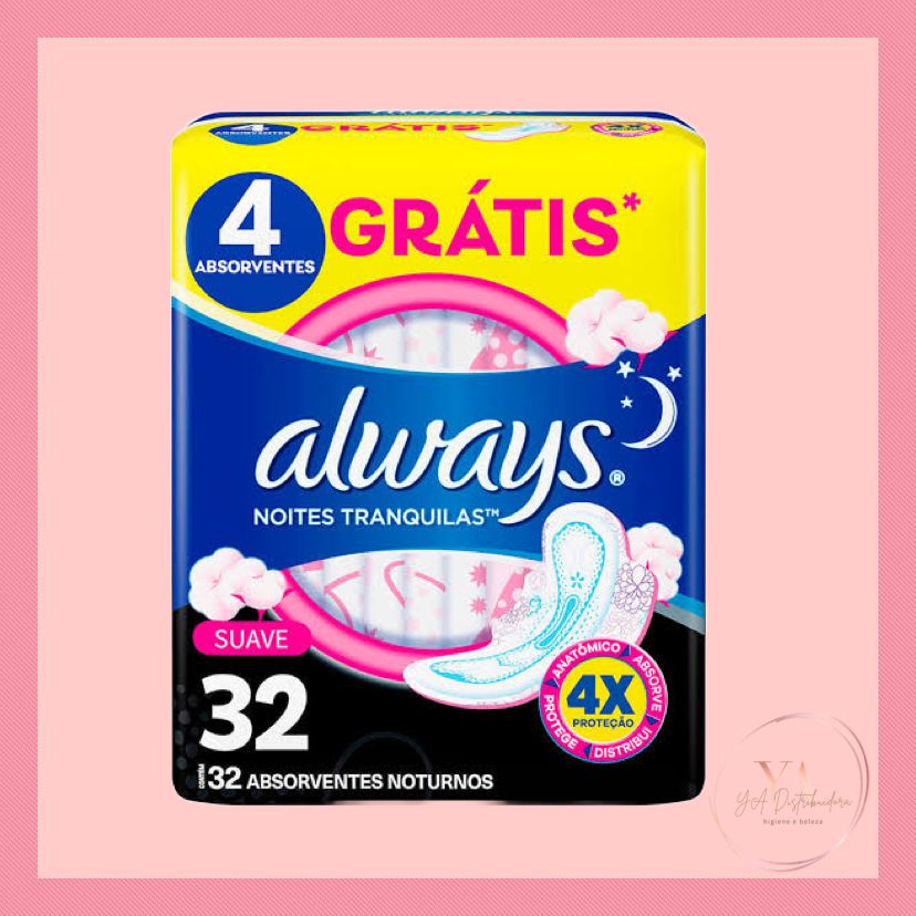 Absorvente Always Noites Tranquilas Suave com Abas - 32 Unidades