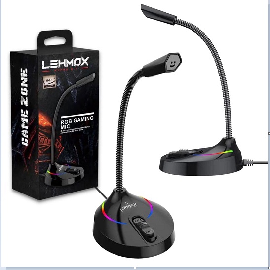 Microfone Gamer Articulado Usb Rgb Lehmox Gt Gk Shopee Brasil