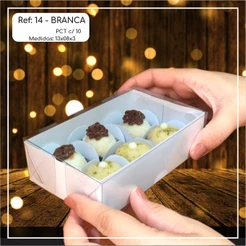 10~50 Caixas Embalagem 6 Doces Com Visor em Acetato BRANCA 13x8x3 - Ref. 14 ( Chocobraz )//(CHOCO)