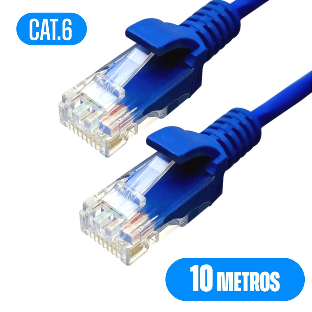 Cabo De Rede 10 Metros Internet Rj45 Cat6 Ultra Velocidade - Escorrega ...