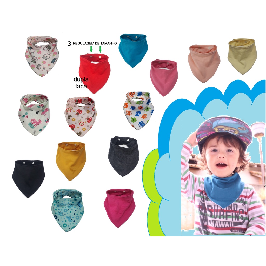 KIT 3 PC Babador Bandana IMPERMEAVEL Com 3 Regulagem