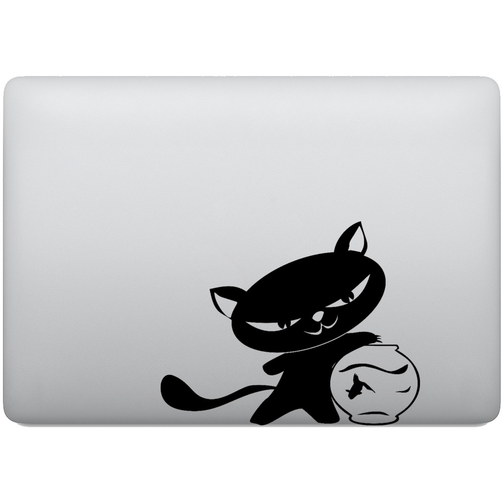 Adesivo de Notebook Gatinho Pescando no Aquario