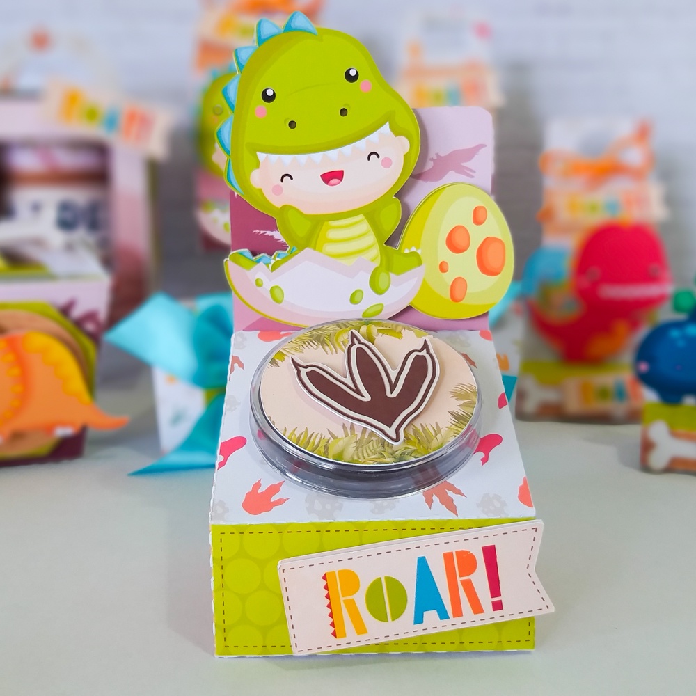 Kit com 5 Caixas Porta Latinha Personalizada Dino Baby Collors 3d