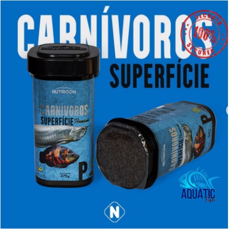 Ração para Peixes Carnívoros De Superficie P 70g Nutricon PREMIUM Aquário Jumbo