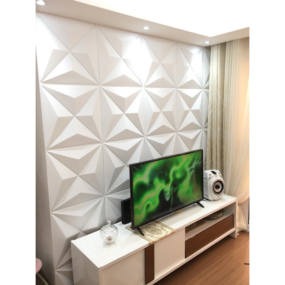 KIT 10 Painel Placa 3d Parede Revestimento Imita Gesso Luxo | Shopee Brasil