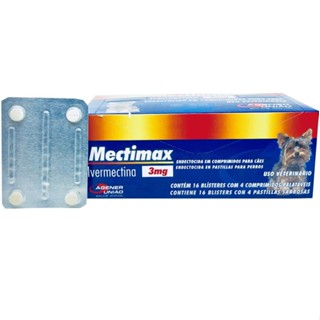Mectimax 3mg - 1 Blíster C/ 4 Comprimidos - Tratamento da Sarna P/ Cães em Oferta na Shopee