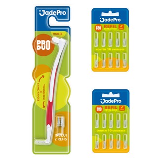 Kit 1 Escova Interdental Inclui 2 Refil + 2 Cartelas de Refil para Escova Interdental c/10 unidades Jadefrog