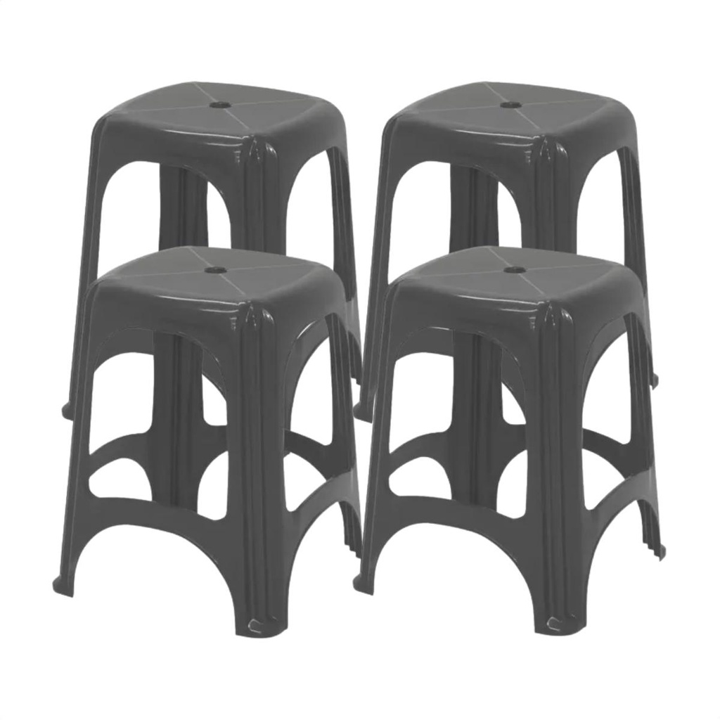 Jogo com 4 banquetas tramontina niteroi cinza até 100kg - Home & Living