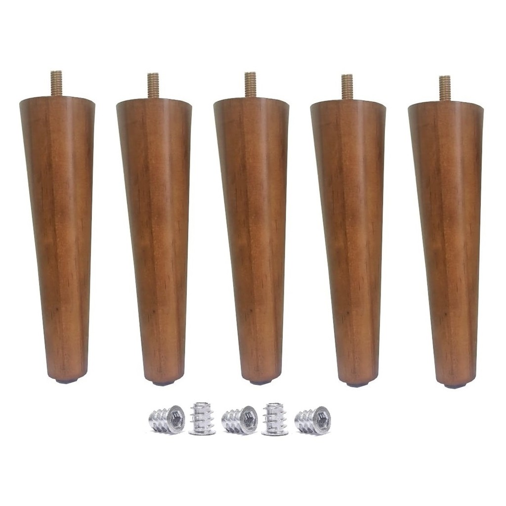 5 Pés Palito de 10cm Perna Para Móveis + 5 Bucha Americana - JTHOME