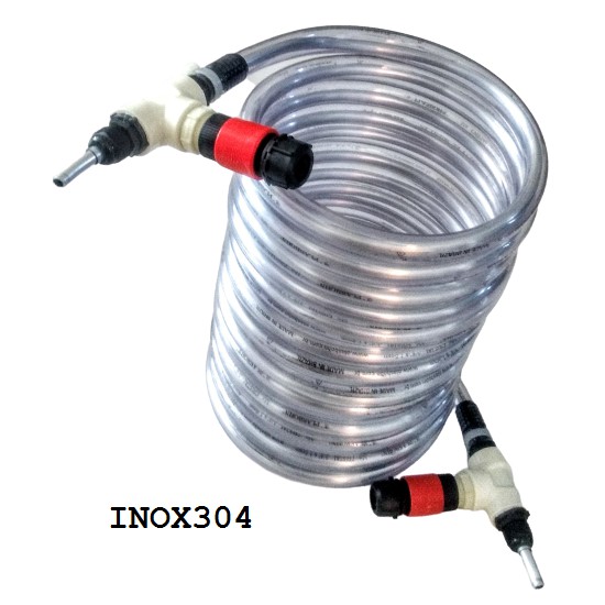 Resfriador Chiller De Contra Fluxo 7,5 metros Inox 304 Tubo 3/8 Mangueira 3/4 Cerveja Artesanal