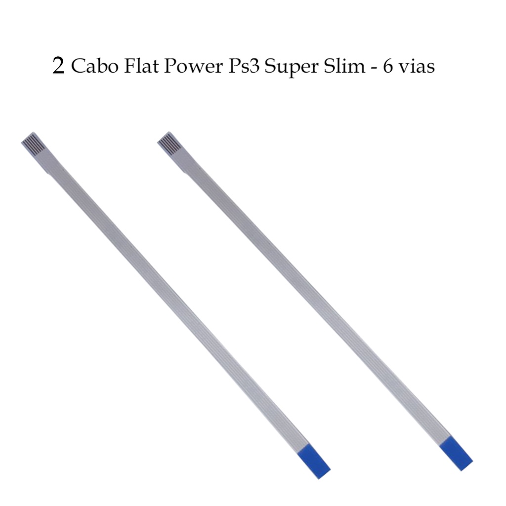 Kit 2 Cabos Flat Power Compatível com Ps3 Slim e Super Slim 6 Vias Invertido