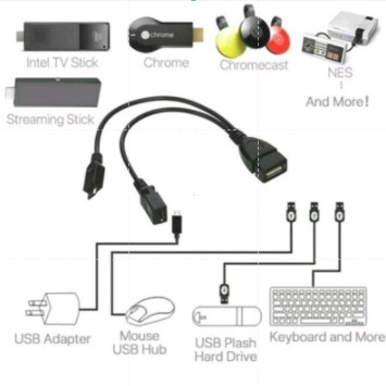 Adaptador Usb Amazon FireStick Realme Stick TV Mi Stick Chromecast 4 Mecool KD1 2 Em 1 Otg Micro Usb Host Power Y Divisor