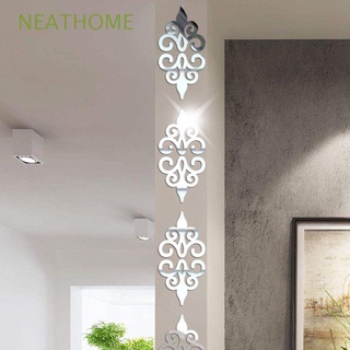 NEATHOME 10 Pçs/Conjunto Adesivo De Parede Espelhado Removível Para Sala De Estar Enfeite 3D Floral Mural