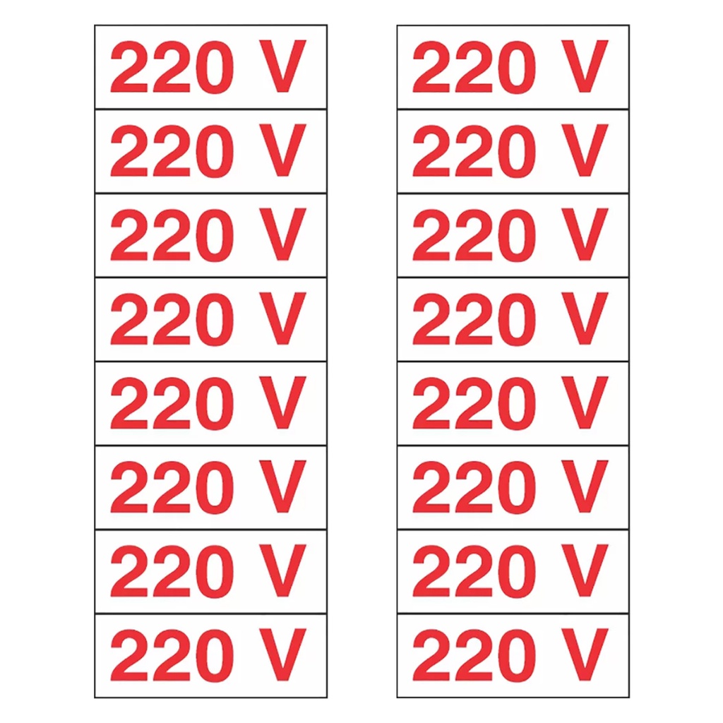 Placa Sinalizacao Voltagem 220V Poliestireno Com16 Unidades
