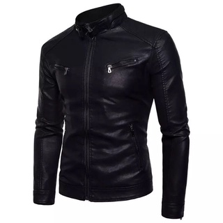 Jaqueta de Couro Masculina Slim Fit Elegante Moderna