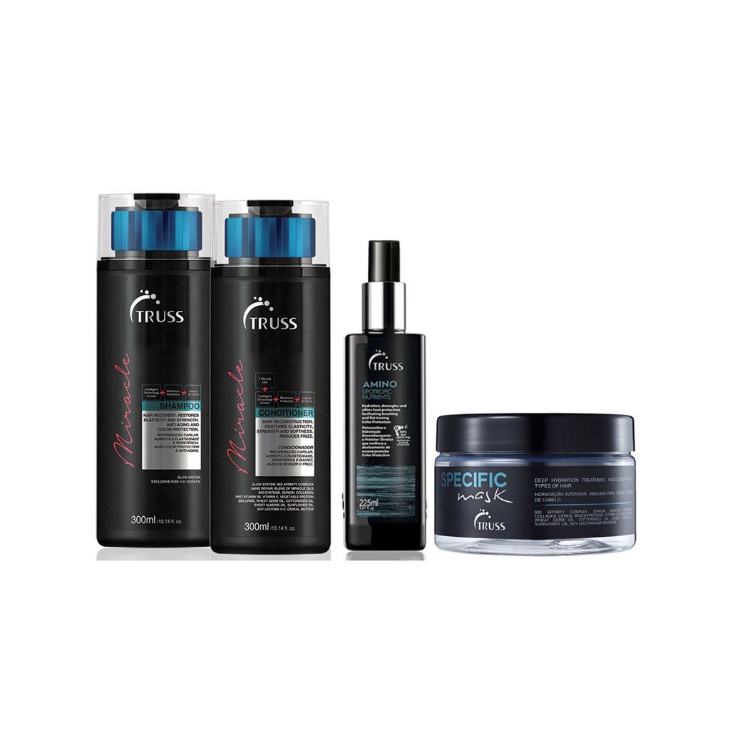 Truss Miracle Shampoo e Condicionador e Amino e Máscara Specific