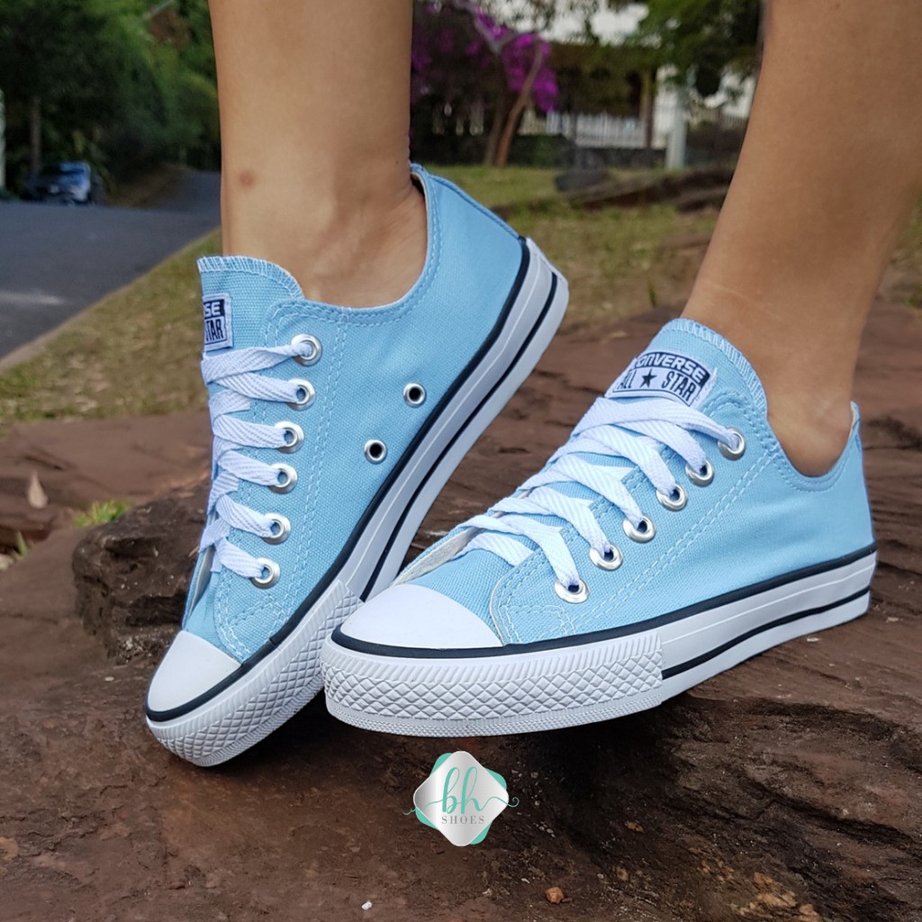 Tenis All Star Cano Curto Lona Azul Bebe Shopee Brasil