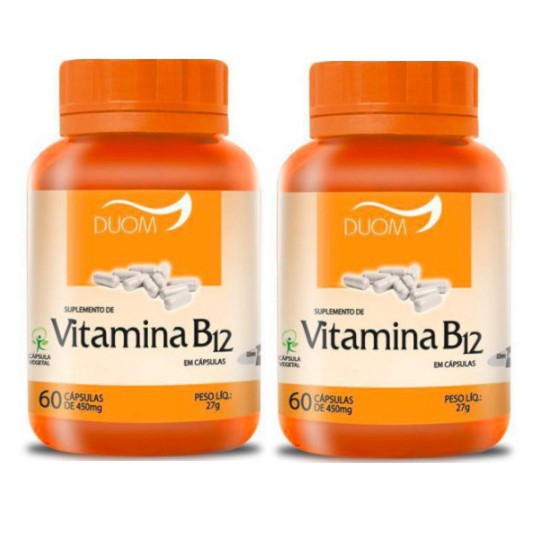 Kit com 2 Vitamina B12 Cobalamina 1 Cápsula Ao Dia Duom Com 60 Cápsulas