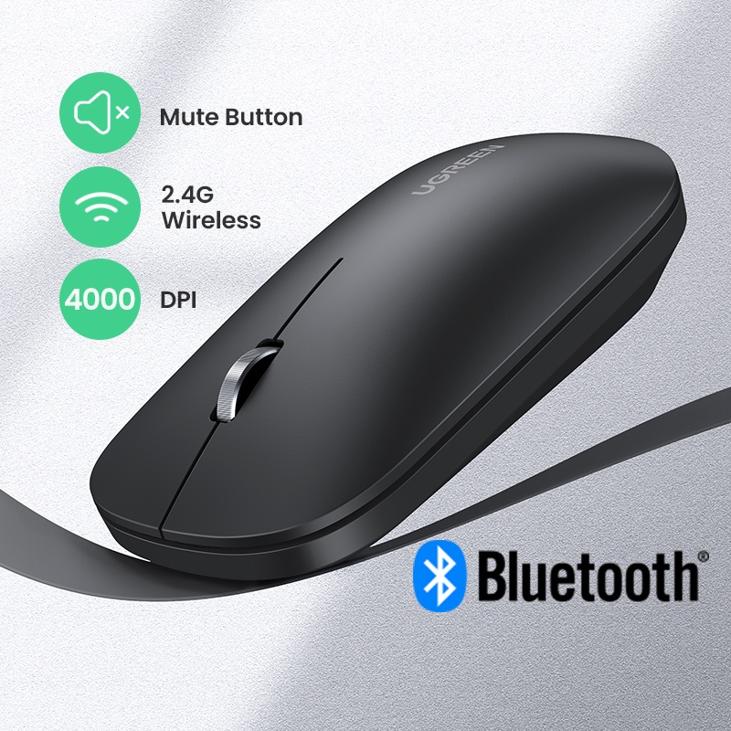 UGREEN Mouse Sem Fio Silencioso 4000 DPI Para Computador Portátil PC Souris Sans Fil 3cm Fino 2.4G em Oferta na Shopee