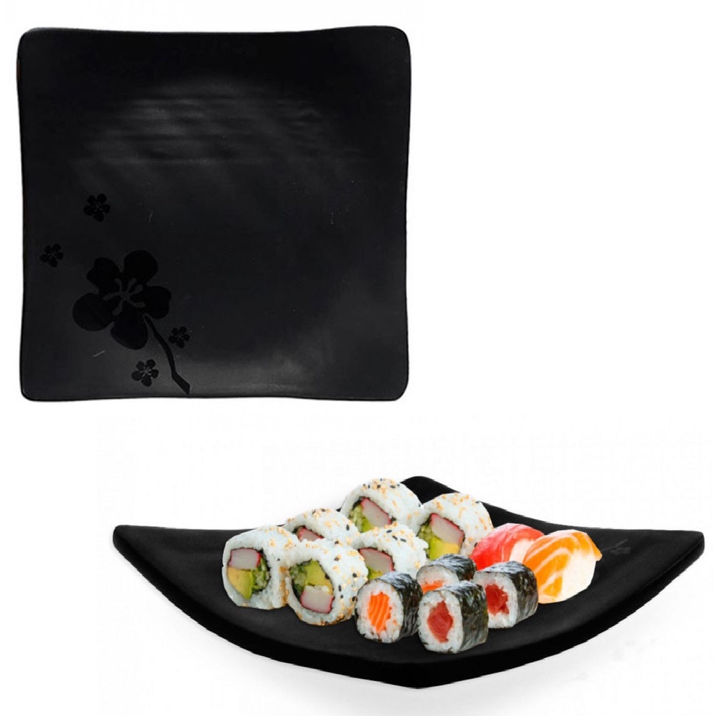 Prato Quadrado Kanpa em Melamina P/ Restaurante Japones