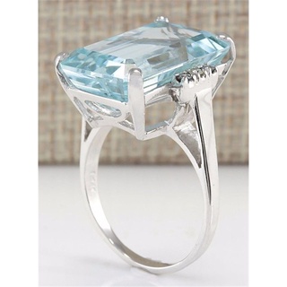 100 % 925 Sterling Silver Hyperbole Women Ring Cocktail Party Com Enorme Céu Azul Cubic Zircon Prong Setting Valentine