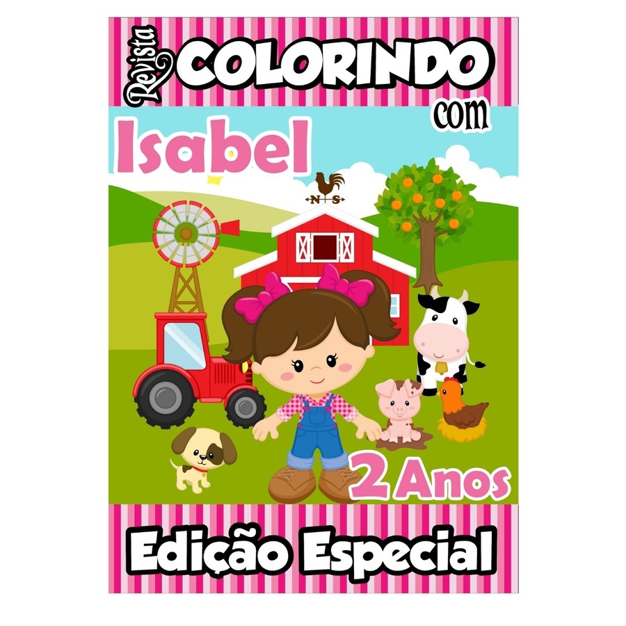 Livro De Colorir Personalizado / Revistinha de Colorir - Tema: Fazendinha