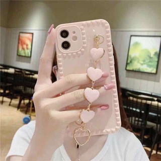 Coreia 3D Love Metal Bracelete De Pulso Corrente Capa De Telefone Macia Para iphone 11 13 12 14 Pro Max MiNi XR X XS 7 8 plus 6S SE 2020