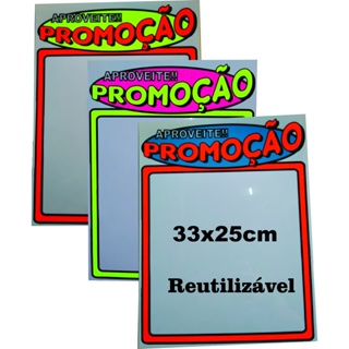 kit cartaz 33x25 reutilizável editável/5 unid./para lojas em geral/açougue/farmacia/preço/digito em Oferta na Shopee