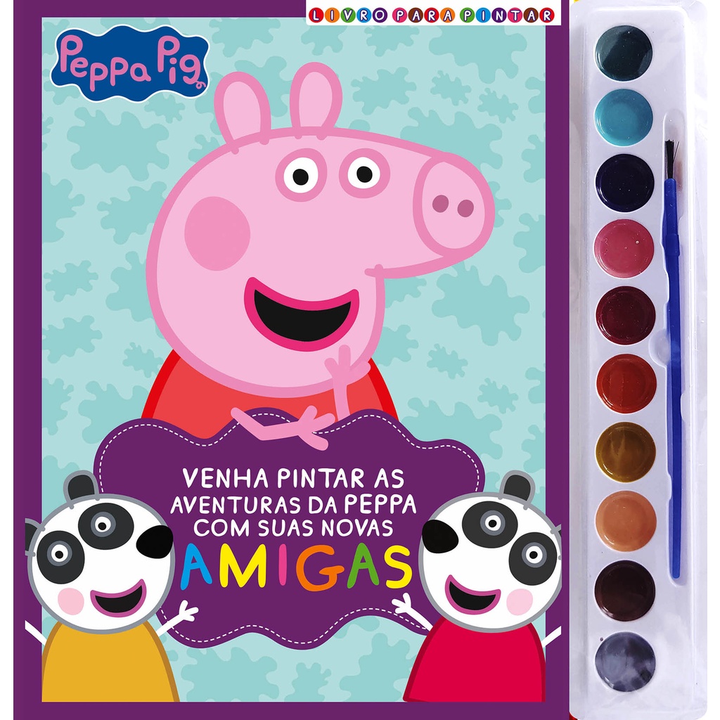 Peppa Pig Livro Para Pintar com Aquarela em Oferta na Shopee