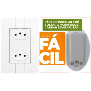 Tomada Dupla Modular 10A Linha Fácil 2P+T Pluzie - 2 Tomadas Monobloco