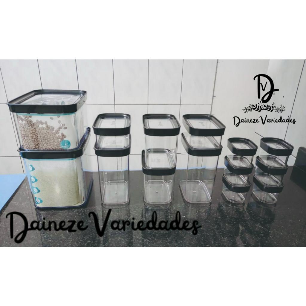 Kit 14 Potes Herméticos para Mantimentos em Acrílico