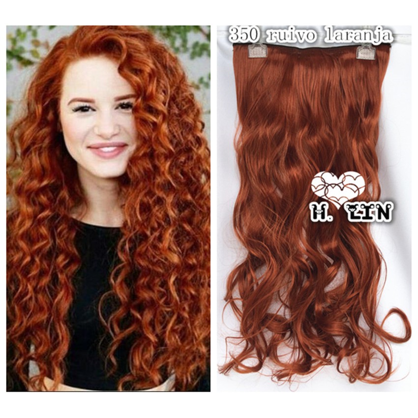 cabelo aplique tic tac cor 350# ruivo laranja alaranjado fibra organico 140gramas 60cm
