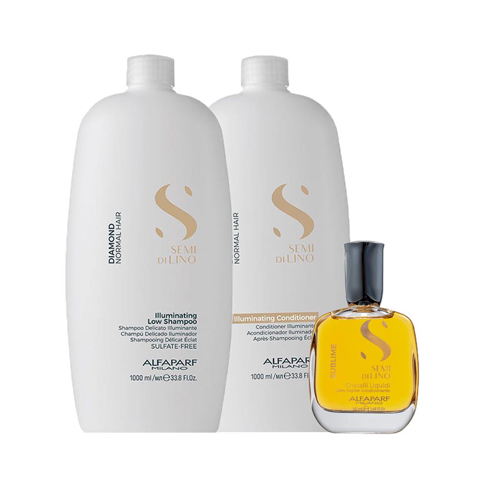 Kit Alfaparf SDL Diamond - Sh1000ml+Cond 1000ml+Óleo 50ml