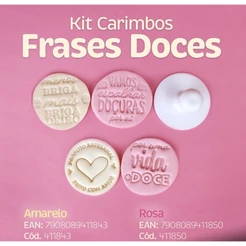 Carimbo para pirulito pão de mel 5 cm grande frases doces 4 peças Blue Star (CHOCO)