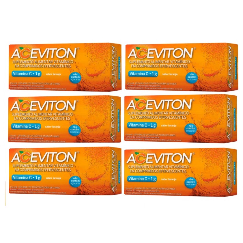 Kit com 6 Vitamina C Aceviton Cimed 1g 10 Cpr Efervescentes em Oferta na Shopee
