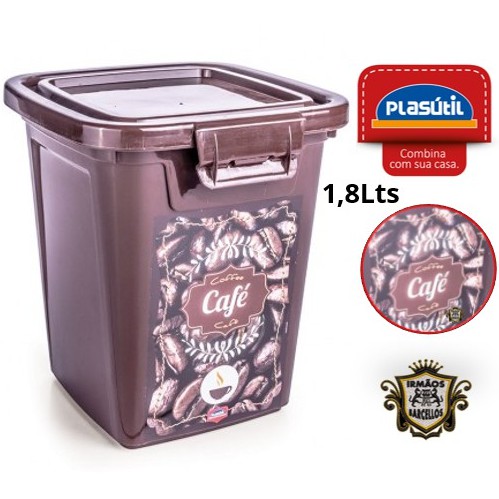 Pote Para Café 1,8Lts Vintage Com Tampa - Potes de Plastico Plasutil Porta mantimento