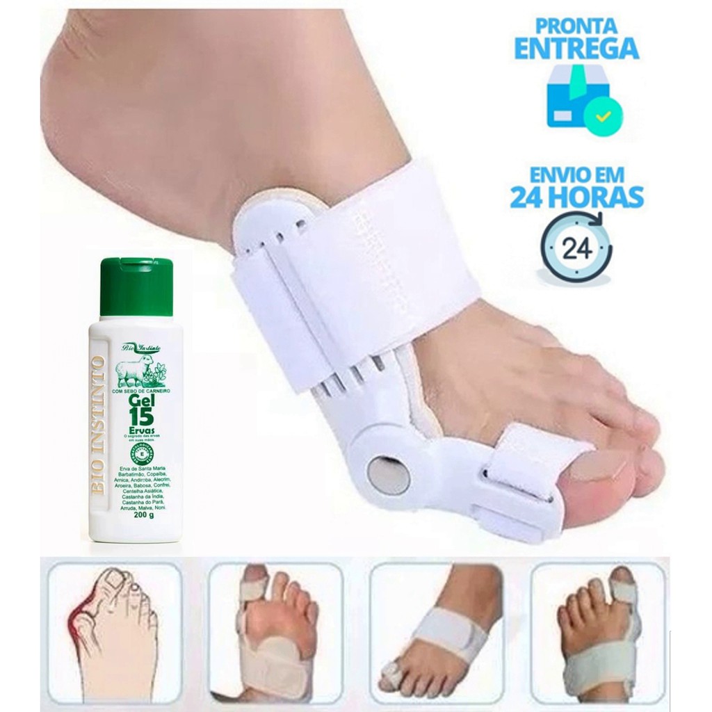 Par Corretor Joanete Noturno Articulado Alivio Dor + Creme