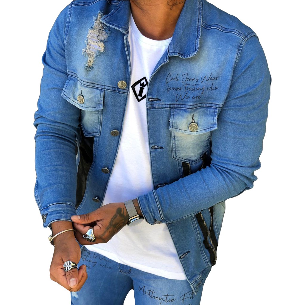 jaqueta masculina rasgada