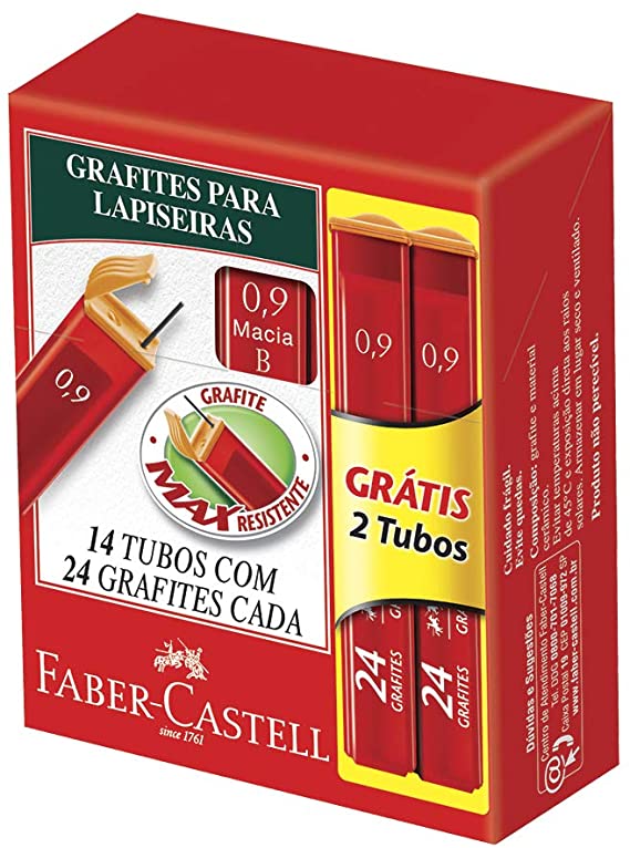 Grafite Faber 0,9 Macio (B) - Caixa C/ 14 Tubos em Oferta na Shopee