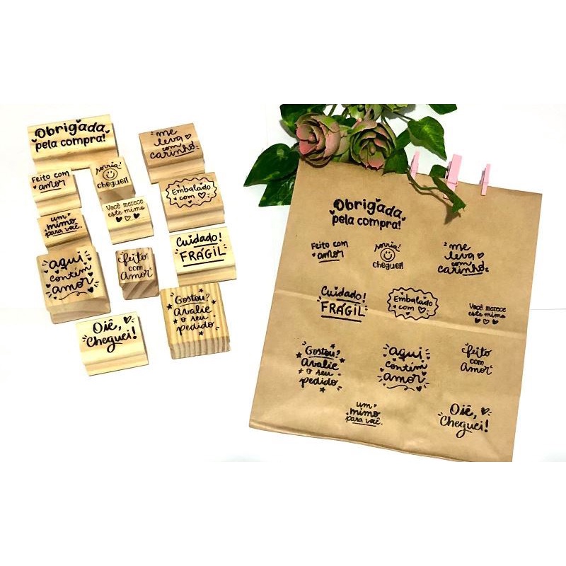 CARIMBOS PARA PACOTES E SACOLAS KRAFT ( para carimbar papel kraft, sacolas, saquinhos, caixas, envio, delivery)