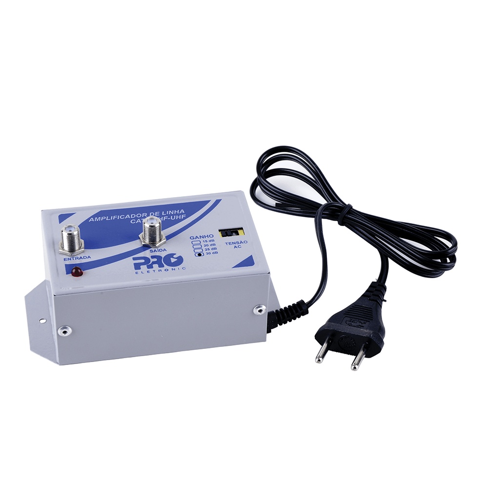 Amplificador de Antena Digital Sinal TV CATV VHF UHF 30db Proeletronic PQAL-3000