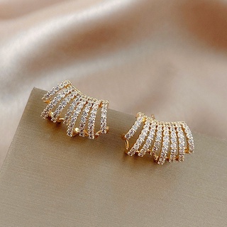 Brincos De Tarraxa Femininos Incrustadas Com Diamantes De Metal Dourado Feminino