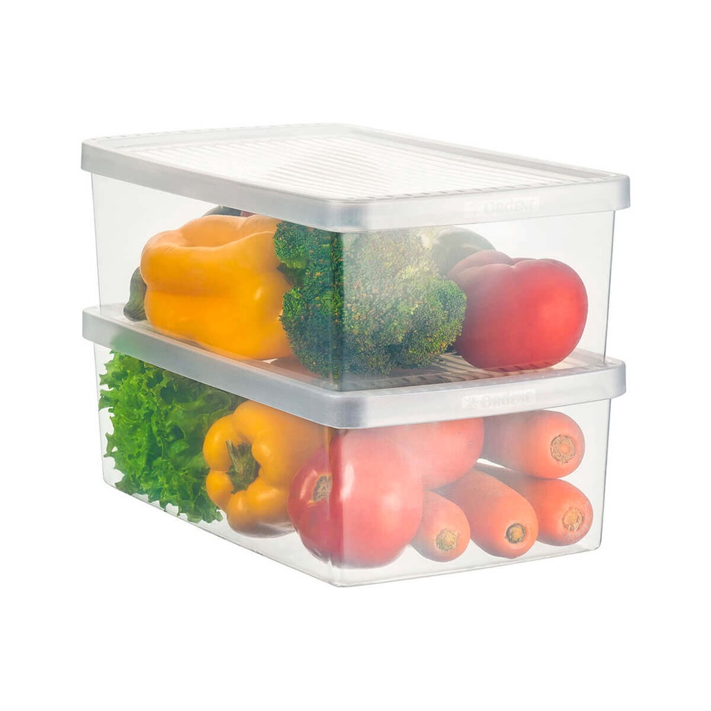 Kit 2 Caixas para Frutas e Verduras com Tampa