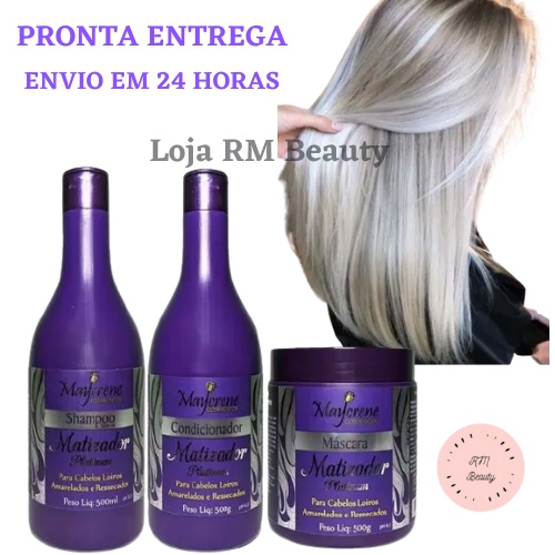 Kit Shamp + Cond + Masc Matizador Platinum Loiro Maycrene Pronta Entrega em Oferta na Shopee